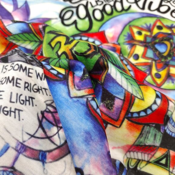 Colorful Mandala Graphic T-Shirt Spiritual Print Short Sleeve Tee Abstract Boho - Picture 3 of 5